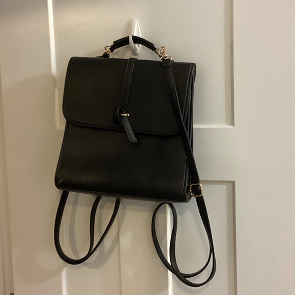 Handbags - Classic Black Leather Backpack Purse - Women's Bag